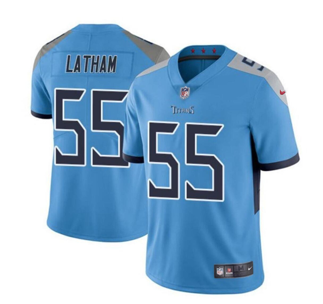 Men's Tennessee Titans #55 JC Latham Blue 2024 Draft Vapor Limited Football Stitched Jersey